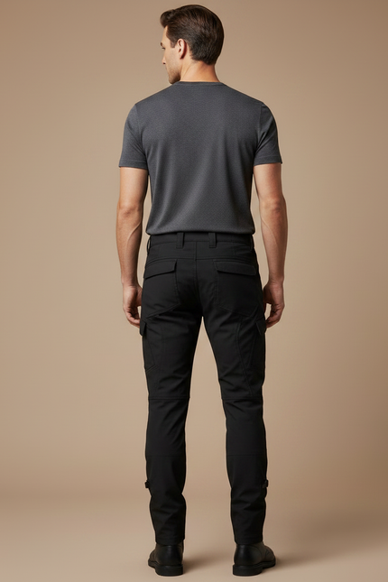 Pantalon Noir Cargo Homme Ajusté Moderne - Gabardine - vue 2