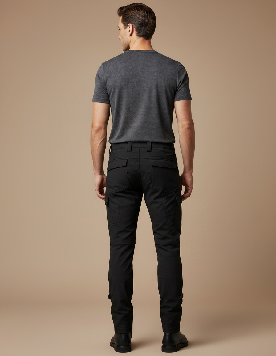 Pantalon Noir Cargo Homme Ajusté Moderne - Gabardine - vue 2