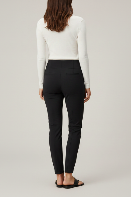 Pantalon Noir Fuselé Confortable Taille Haute Stretch - Polyester - vue 2