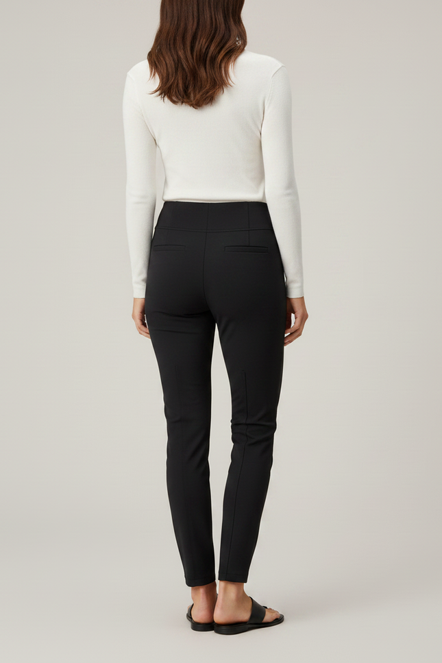 Pantalon Noir Fuselé Confortable Taille Haute Stretch - Polyester - vue 2