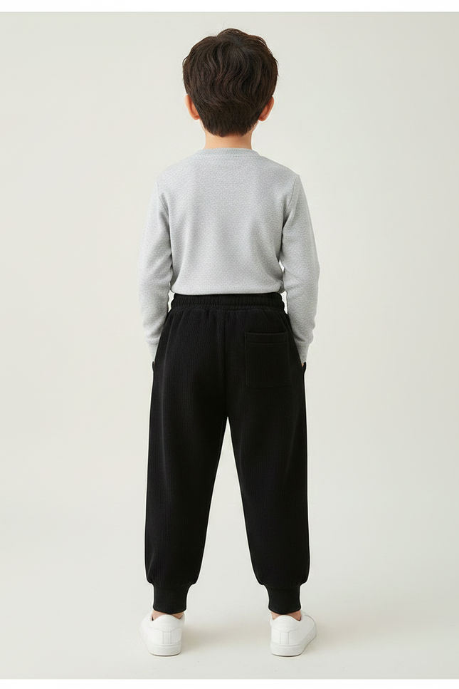 Pantalon Noir Côtelé Confortable Ample Enfant - Cordé - vue 2