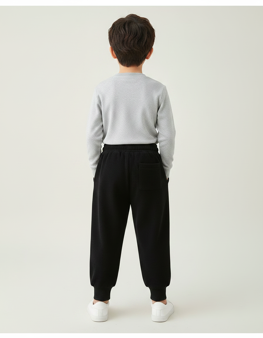 Pantalon Noir Côtelé Confortable Ample Enfant - Cordé - vue 2