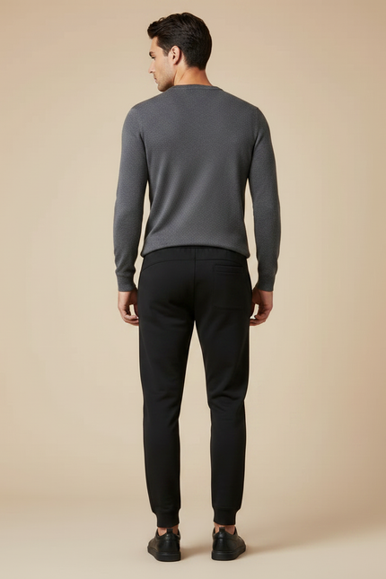 Pantalon Noir Sport EA7 Logo Cordon Confortable - Molleton - vue 2