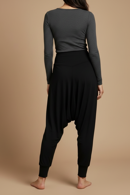 Pantalon Sarouel Noir - Maille - vue 2