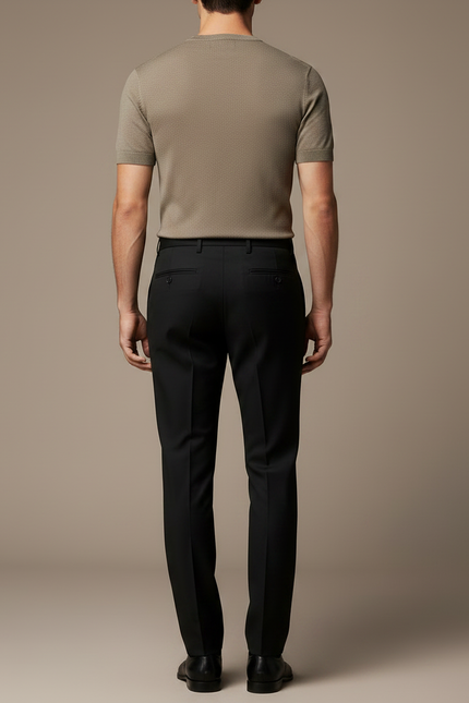 Pantalon Noir Homme Droit Élégant Business Habillé - Gabardine - vue 2