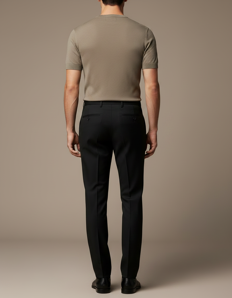 Pantalon Noir Homme Droit Élégant Business Habillé - Gabardine - vue 2