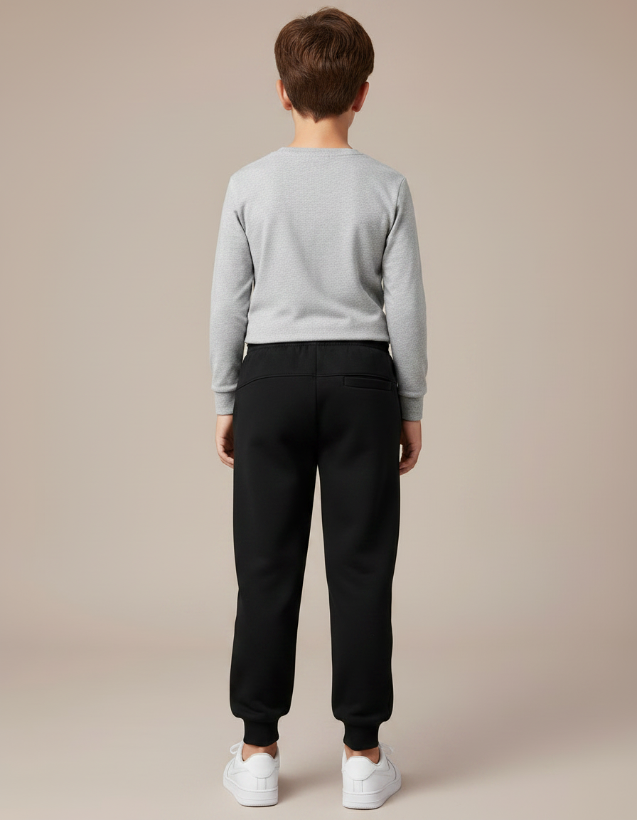 Pantalon Noir Garçon Molletonné Décontracté Cordon Sport - vue 2