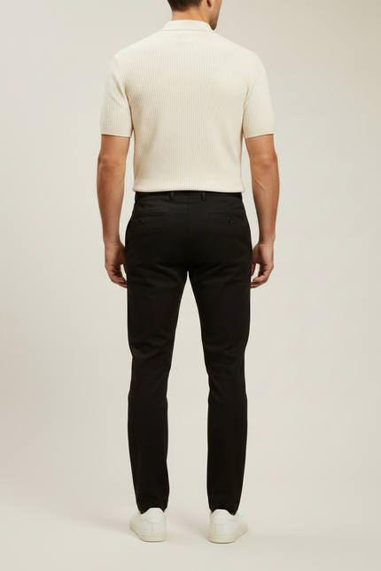 Pantalon Noir Homme Slim Décontracté Élégant Coton - vue 2