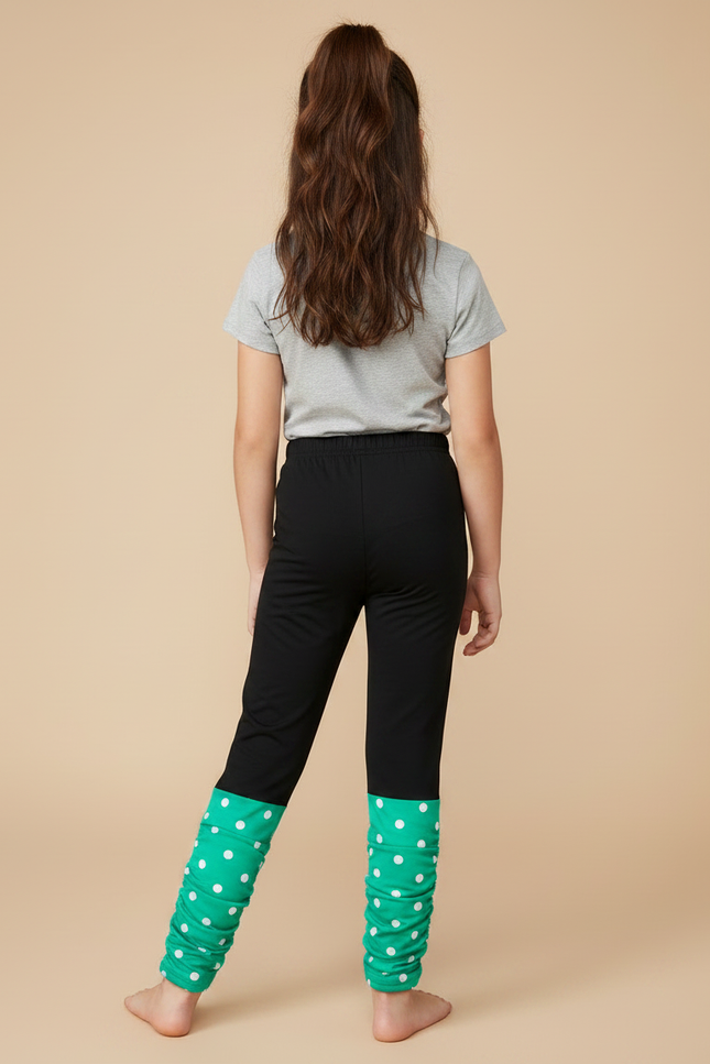 Pantalon Noir Fille Polka Dots Vert Confortable - Polyester - vue 2