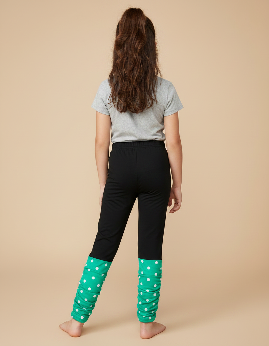 Pantalon Noir Fille Polka Dots Vert Confortable - Polyester - vue 2