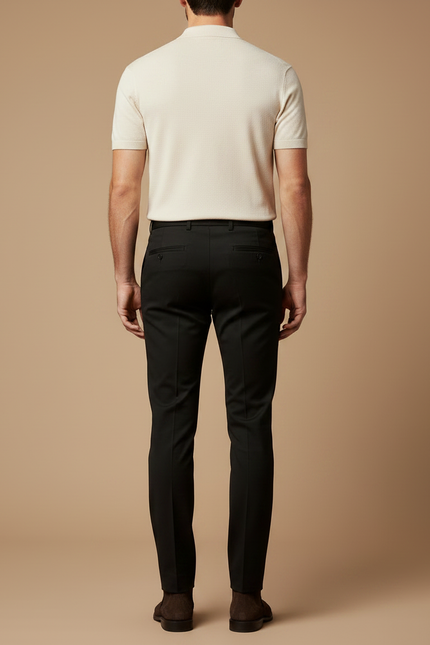 Pantalon Noir Homme Slim Habillé Stretch - Polyester - vue 2