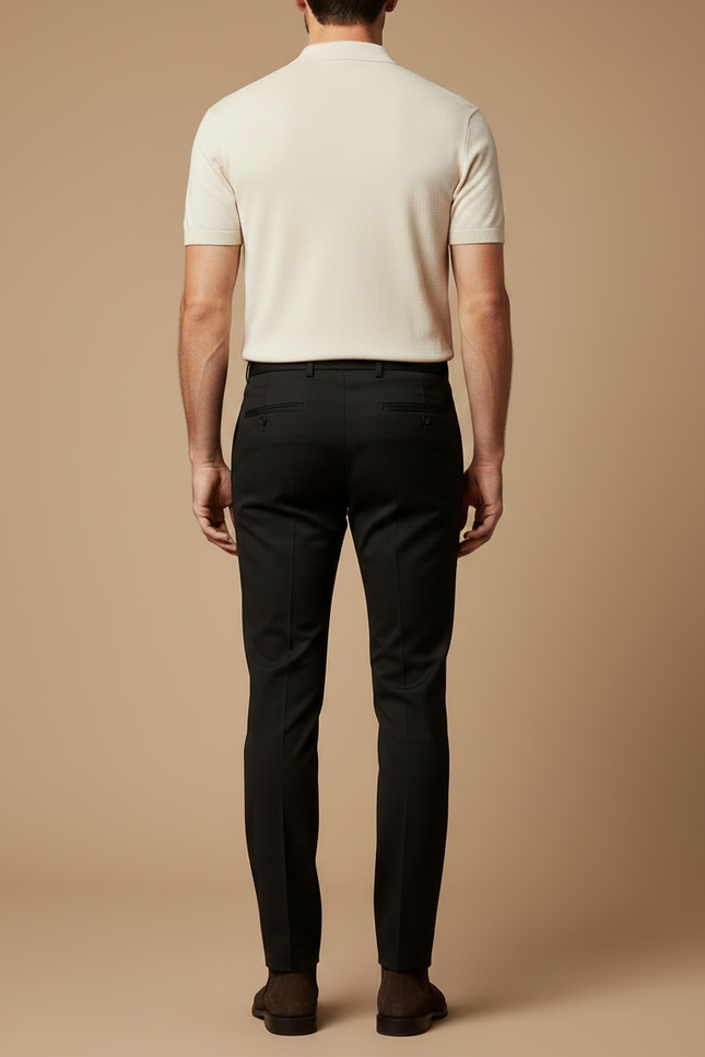 Pantalon Noir Homme Slim Habillé Stretch - Polyester - vue 2