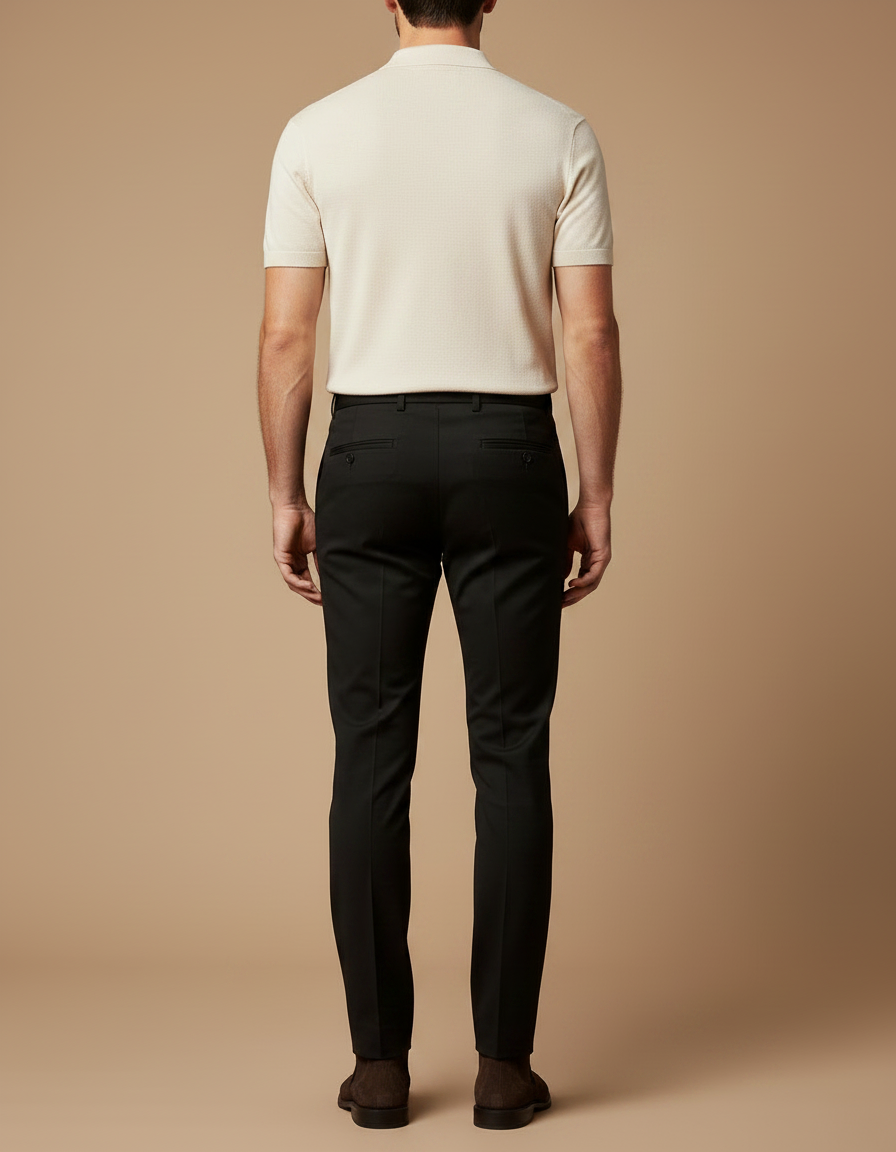 Pantalon Noir Homme Slim Habillé Stretch - Polyester - vue 2