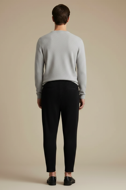 Pantalon Noir Plissé Ample Décontracté Homme Moderne - Polyester - vue 2