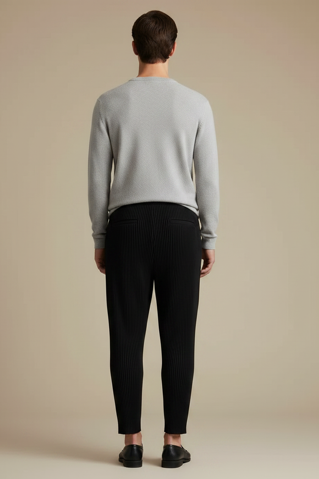 Pantalon Noir Plissé Ample Décontracté Homme Moderne - Polyester - vue 2