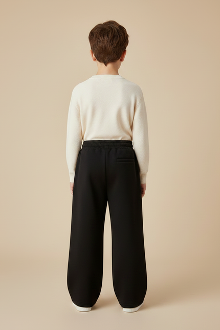 Pantalon Noir Ample Épais Cordon Enfant - Molleton - vue 2
