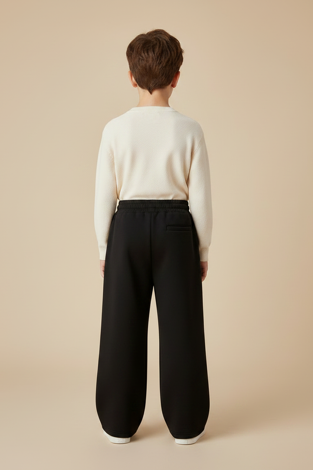 Pantalon Noir Ample Épais Cordon Enfant - Molleton - vue 2
