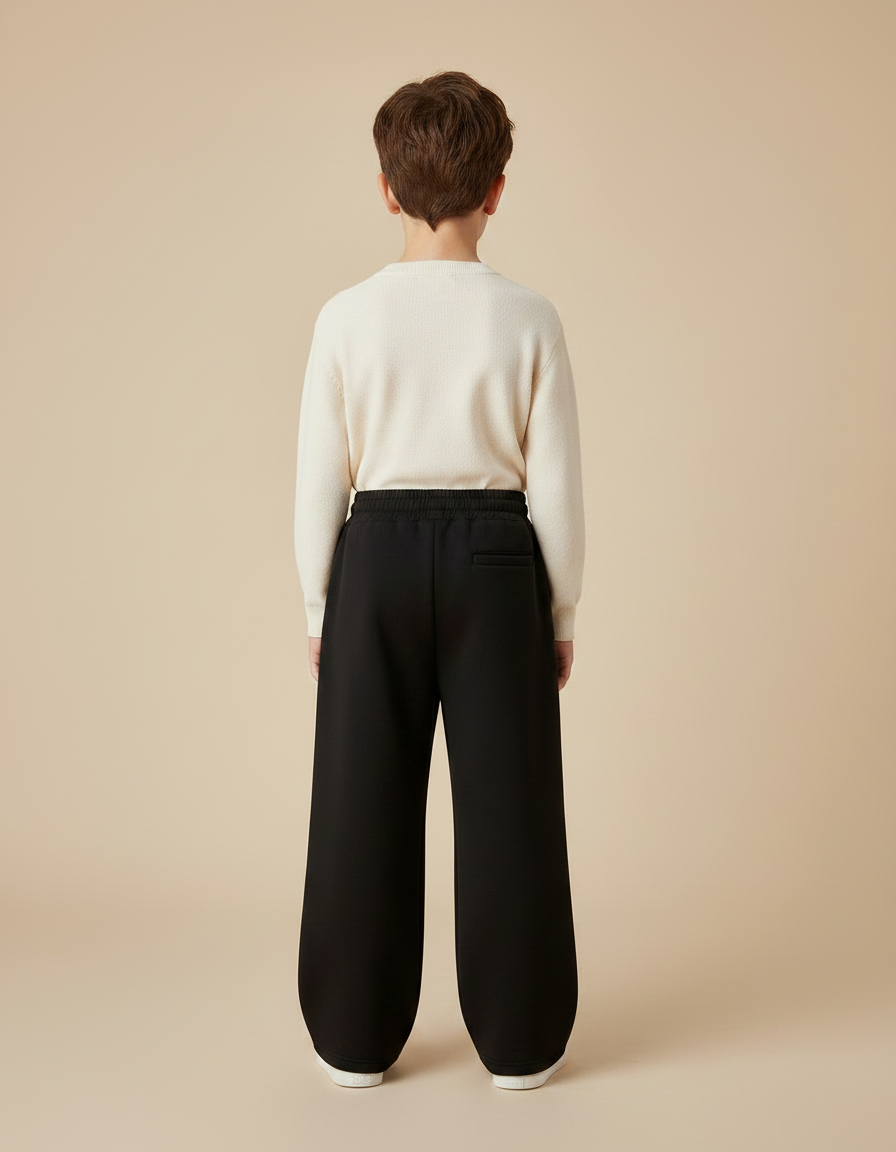 Pantalon Noir Ample Épais Cordon Enfant - Molleton - vue 2