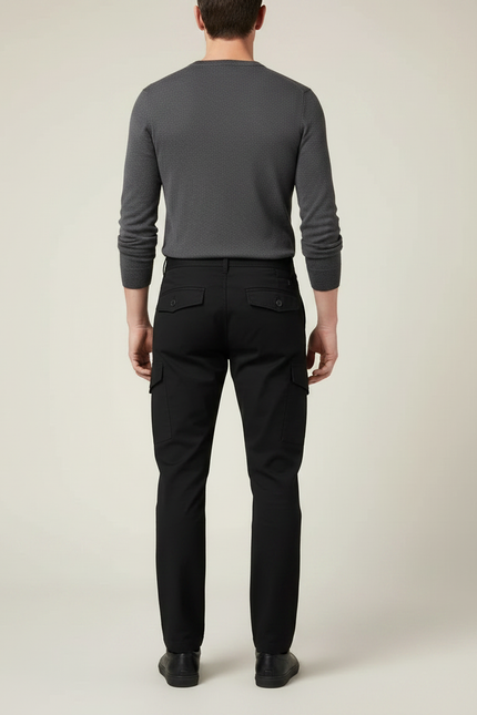 Pantalon Noir Cargo Tactique Homme Multi-poches - Gabardine - vue 2