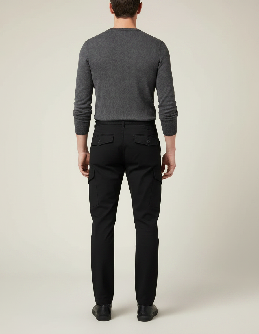 Pantalon Noir Cargo Tactique Homme Multi-poches - Gabardine - vue 2