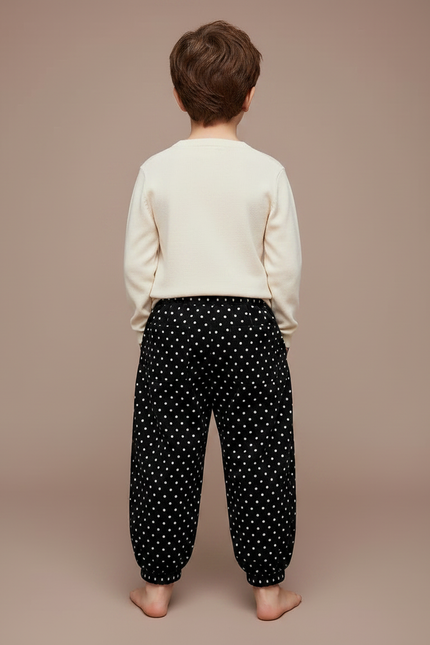 Pantalon Fluide Noir A Pois Blanc - Molleton - vue 2