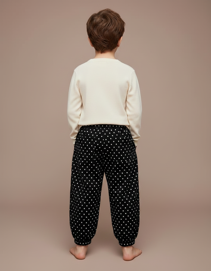 Pantalon Fluide Noir A Pois Blanc - Molleton - vue 2