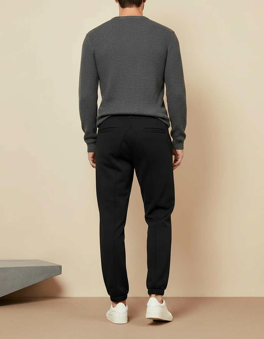 Pantalon Noir Homme Sportif Décontracté Uni - Molleton - vue 2