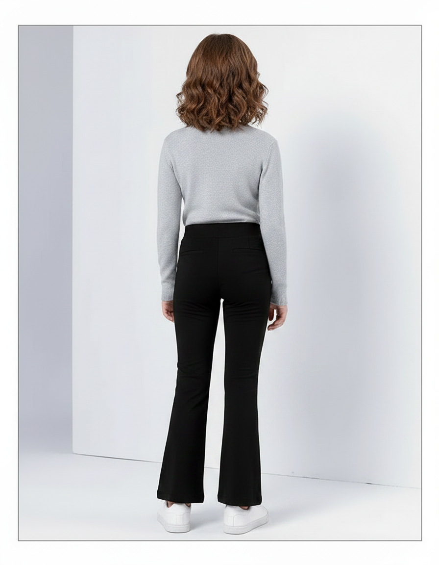 Pantalon Bootcut Noir - Polyester - vue 2