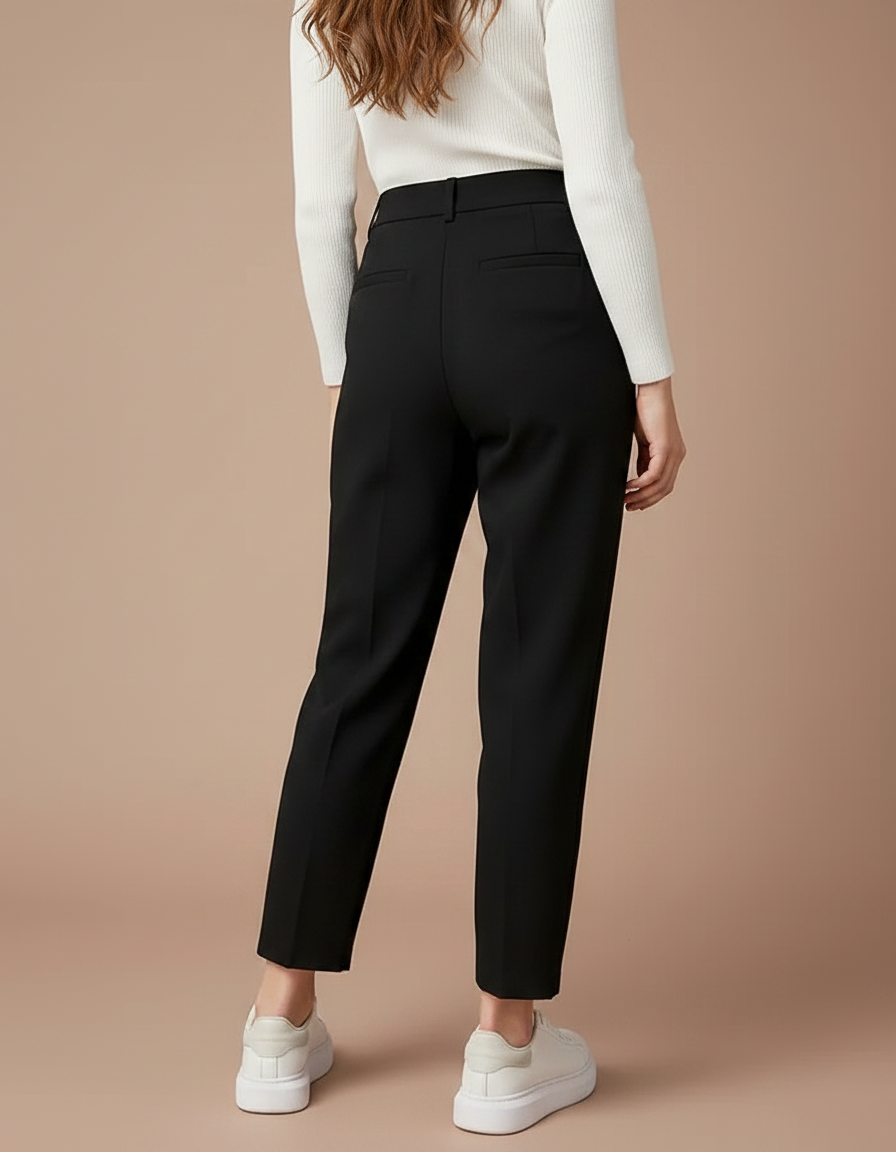 Pantalon Noir Carotte Femme - Polyester - vue 2