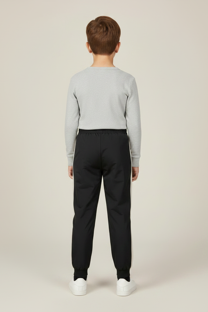 Pantalon Noir Jogging Rayures Blanches Enfant - Polyester - vue 2