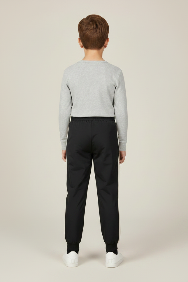 Pantalon Noir Jogging Rayures Blanches Enfant - Polyester - vue 2