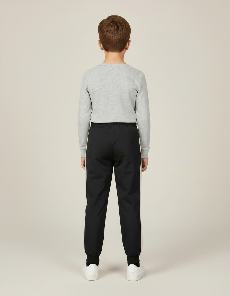 Pantalon Noir Jogging Rayures Blanches Enfant - Polyester - vue 2