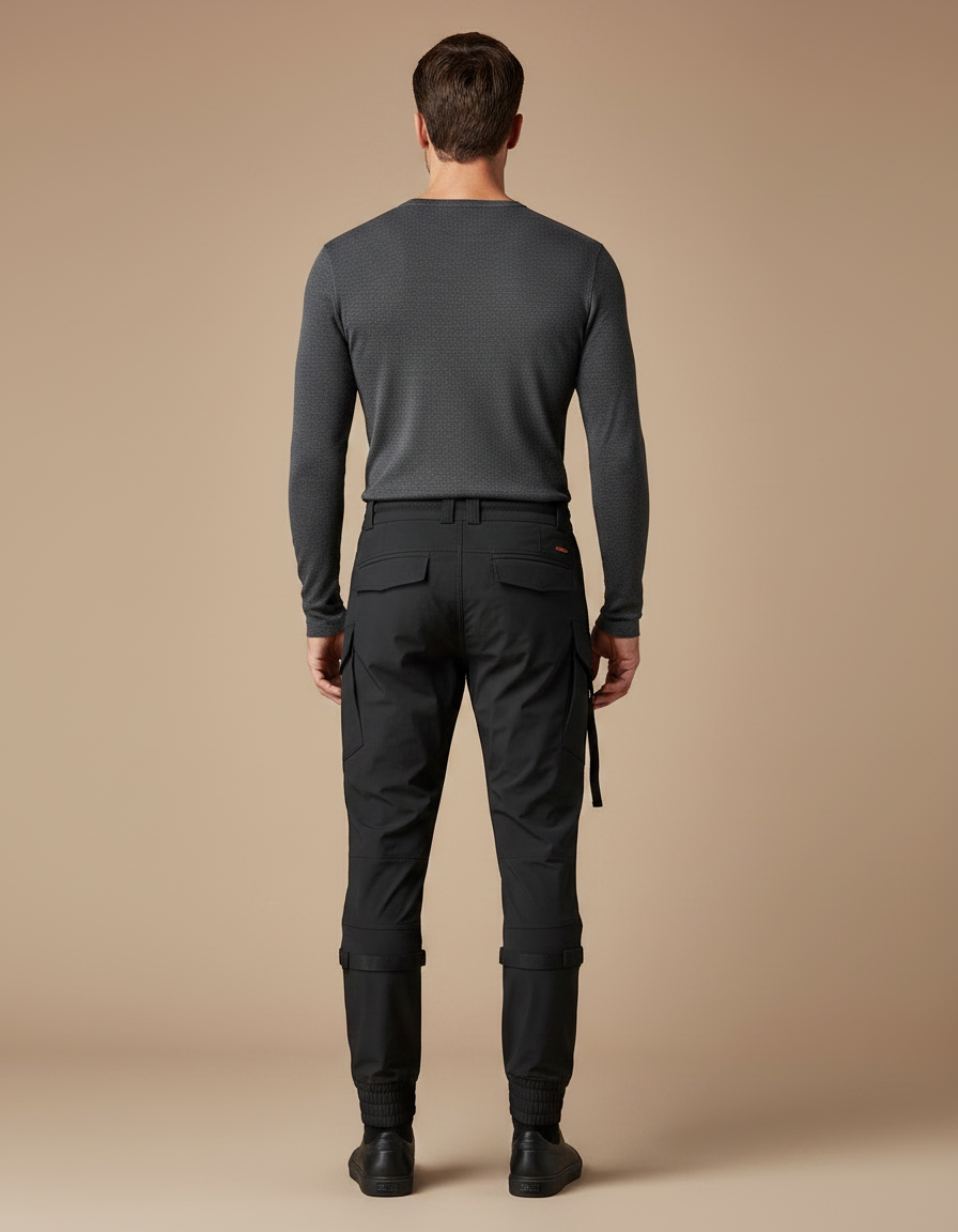 Pantalon Noir Cargo Homme Technique Urbain Ajusté - Polyester - vue 2