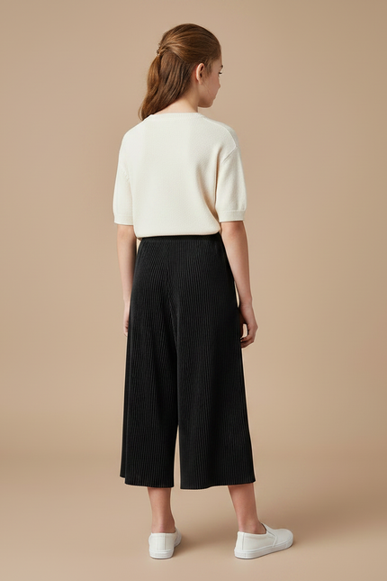 Pantalon Jupe Culotte Noir - Polyester - vue 2