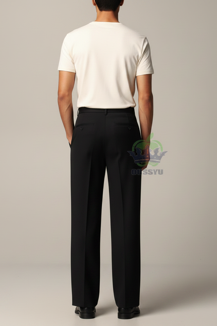 Pantalon Noir Ample Droit Élégant Homme - Polyester - vue 2