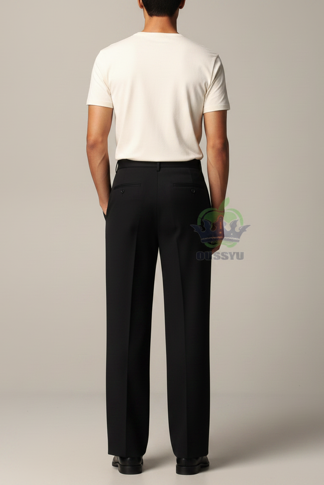 Pantalon Noir Ample Droit Élégant Homme - Polyester - vue 2