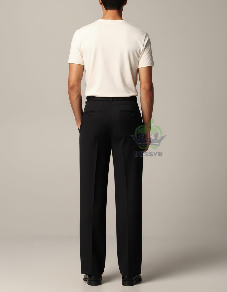 Pantalon Noir Ample Droit Élégant Homme - Polyester - vue 2