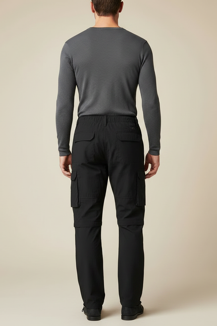 Pantalon Noir Cargo Léger Homme Décontracté Ample - Polyester - vue 2