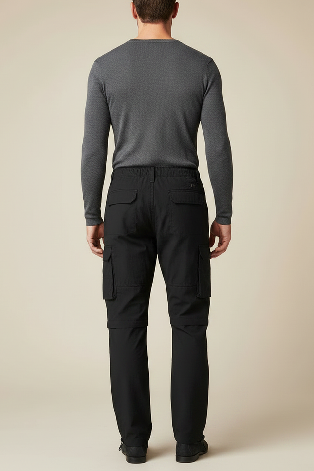 Pantalon Noir Cargo Léger Homme Décontracté Ample - Polyester - vue 2