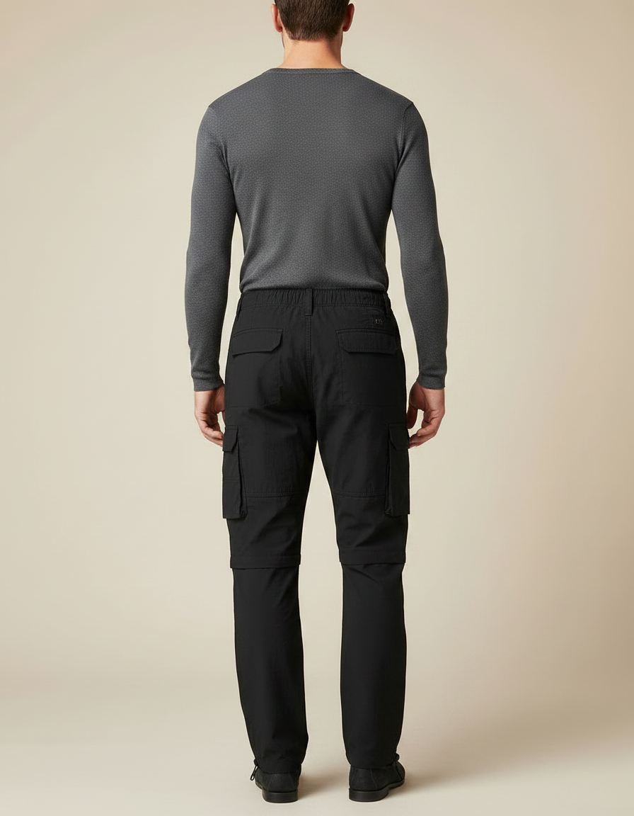 Pantalon Noir Cargo Léger Homme Décontracté Ample - Polyester - vue 2