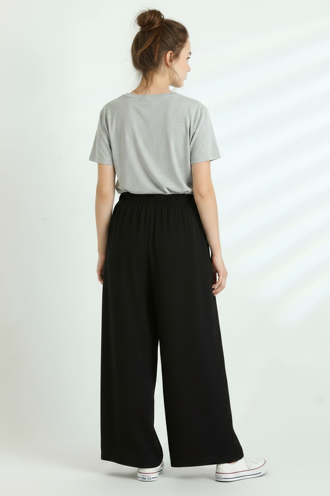 Pantalon Noir Ample Fluide Décontracté Femme - Viscose - vue 2