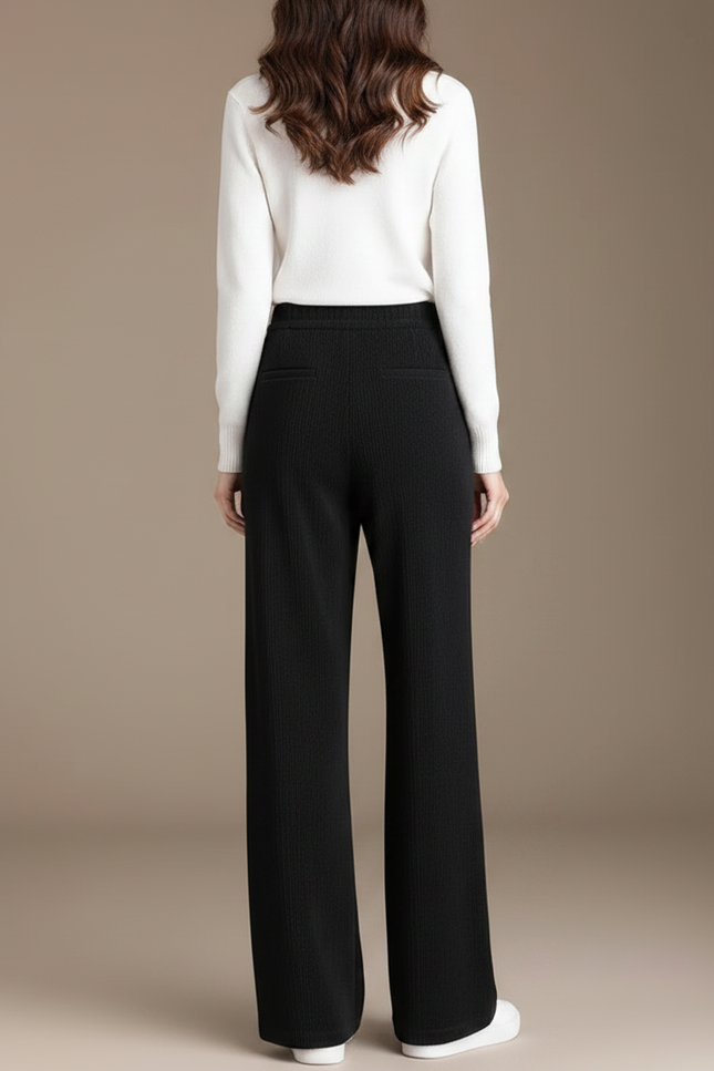 Pantalon Noir Ample Droit Taille Haute Moelleux - Molleton - vue 2