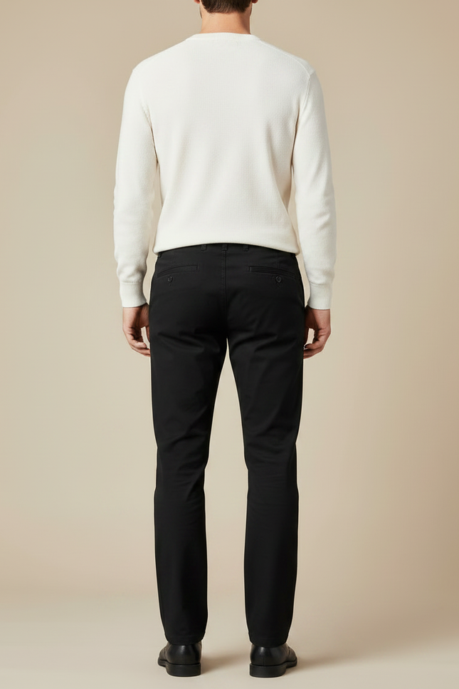 Pantalon Noir Homme Coton Décontracté Coupe Droite - vue 2