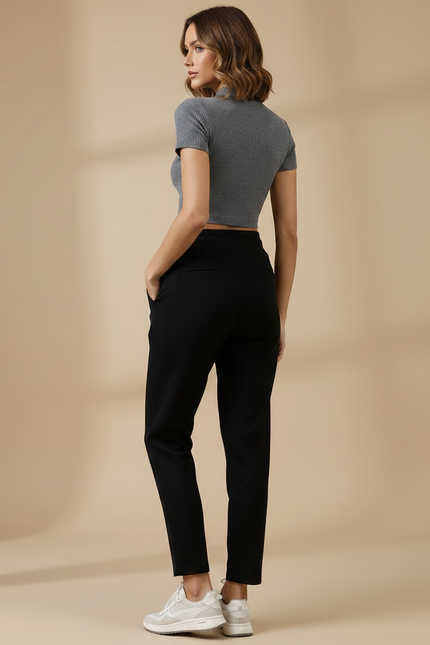 Pantalon Noir Sport Décontracté Cordon Chevilles - Polyester - vue 2