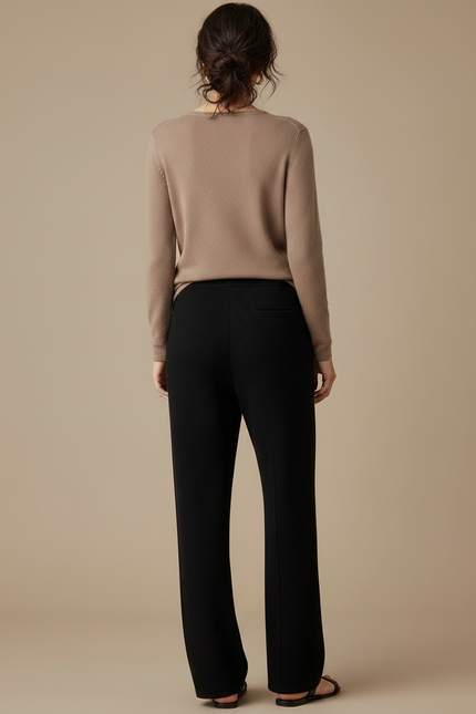 Pantalon Noir Tricoté Ample Confortable Décontracté - Maille - vue 2