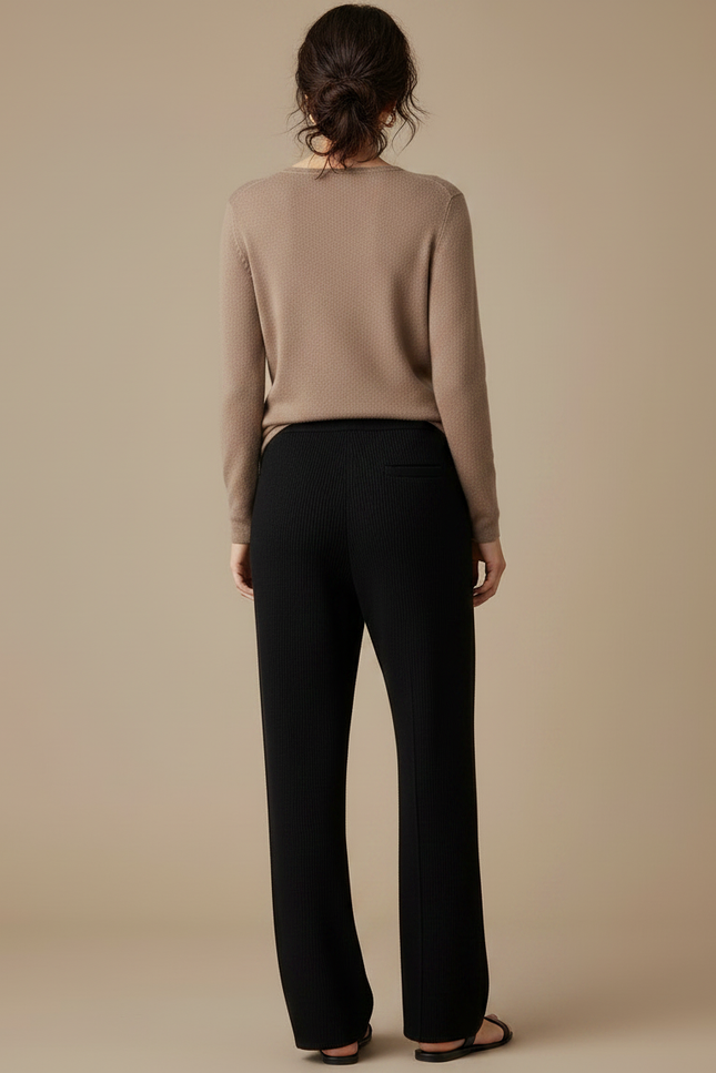 Pantalon Noir Tricoté Ample Confortable Décontracté - Maille - vue 2