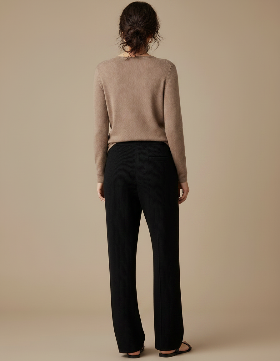 Pantalon Noir Tricoté Ample Confortable Décontracté - Maille - vue 2