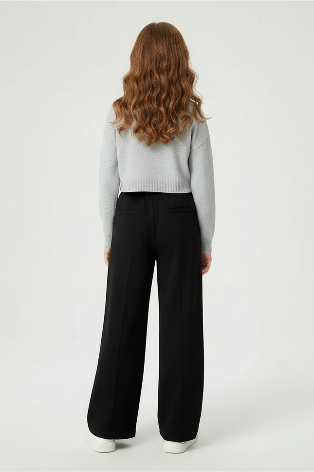 Pantalon Noir Ample Fille Décontracté Confortable - Maille - vue 2