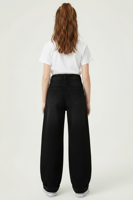 Pantalon Noir Ample Déchiré Denim Fille - Jean - vue 2