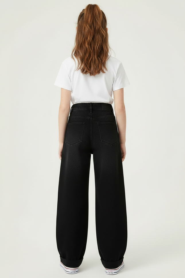 Pantalon Noir Ample Déchiré Denim Fille - Jean - vue 2